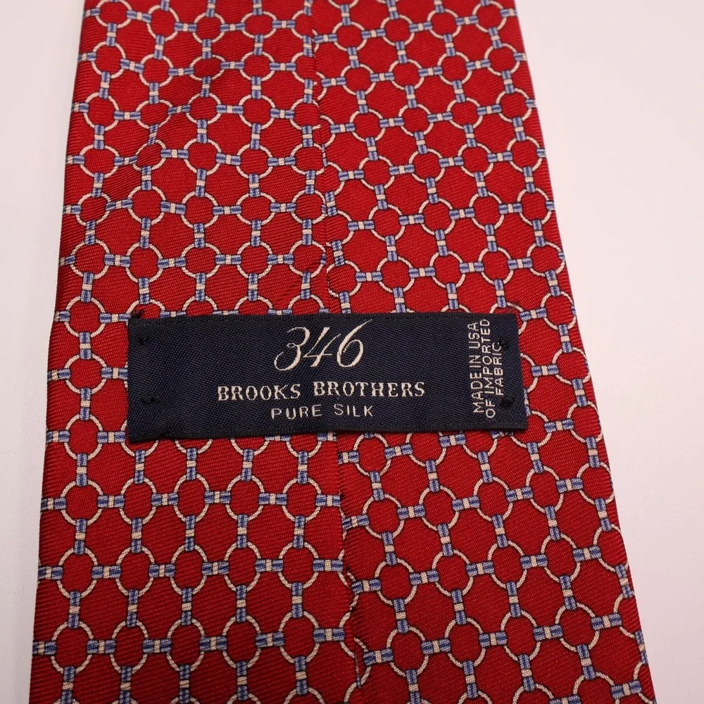 Brooks Brothers Silk Necktie Red Circle Geometric‎ Print Men's Tie